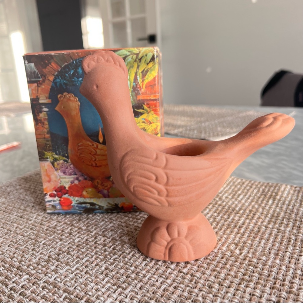 Vintage AVON Terracotta Bird Candle Holder - 6.5”